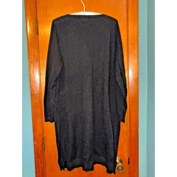 Love Tree Womens Long Sleeve Soft Knit Open Cardigan Duster Black‎ Pockets Large - Picture 4 of 6
